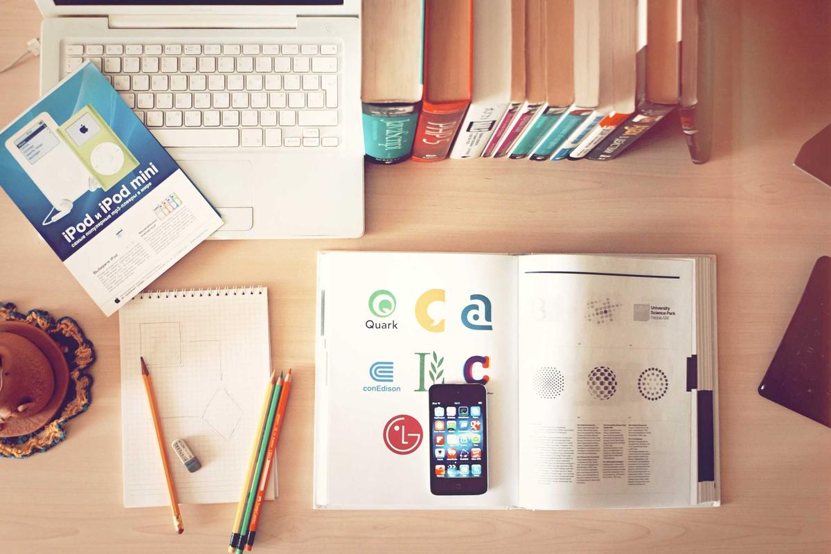 Minimalist desk stationery and design tools